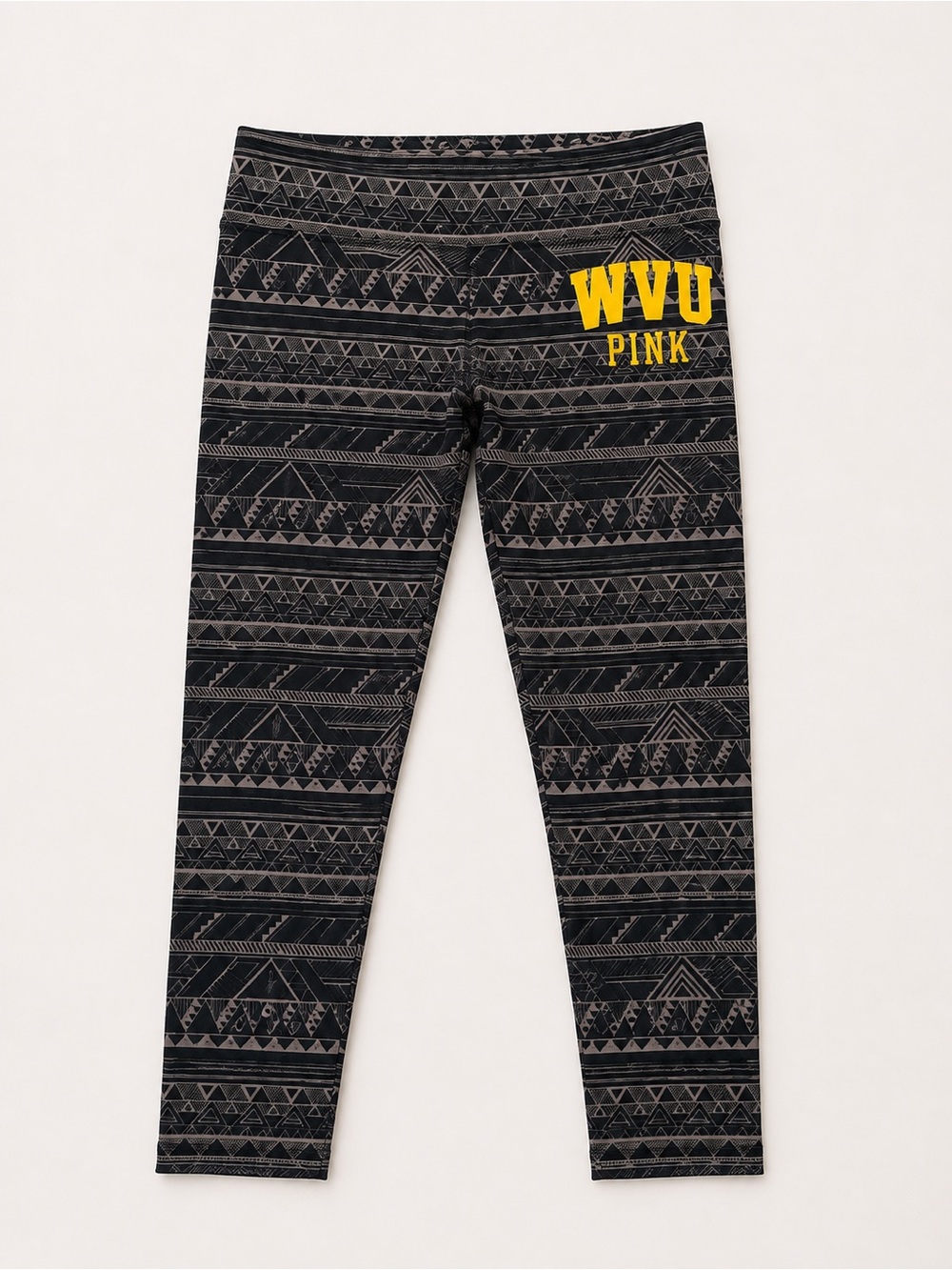 PINK Victoria's Secret Black & Gray WVU Patterned Girls' Leggings